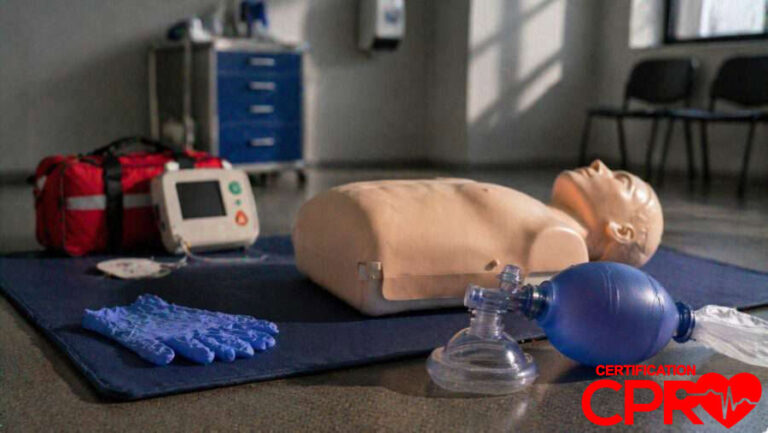 CPR training manikin with AED and rescue mask for certification in West Palm Beach.