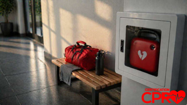 CPR training kit and AED device for cardiac emergencies in West Palm Beach.