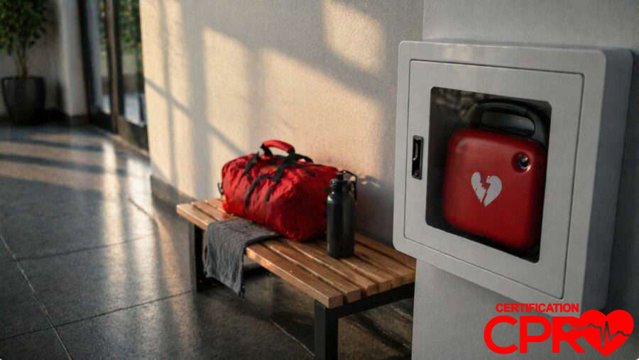 CPR training kit and AED device for cardiac emergencies in West Palm Beach.